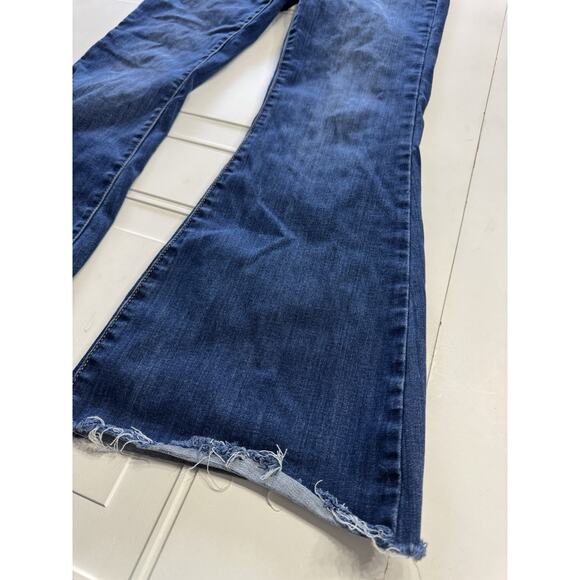 Judy Blue Pull On Flare Jeans Womens 7 28 Denim Medium Wash Raw Hem - Picture 2 of 8